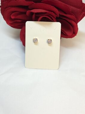 Frosted Purple Crystal Gold Tone Stud Earrings